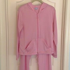 Swim cover-up set size S zip up jacket w/ hood & matching tie pants in p…